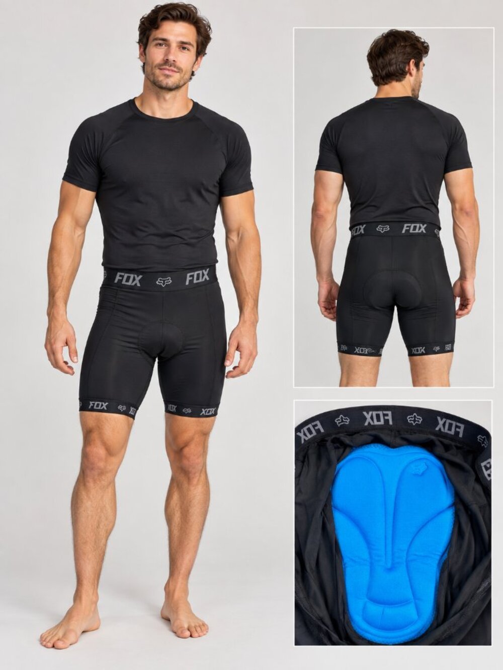 FOX Racing Men's 38 Black Padded Cycling Liner Shorts Chamois MTB